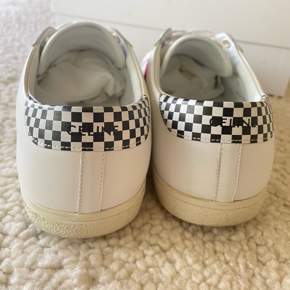Celine triomphe leather white sneakers with horse fur details size 43 TR01L - Picture 12 of 15